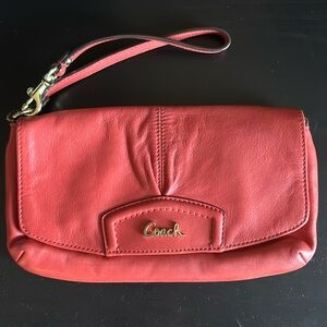 Coral coach wristlet